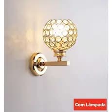 Arandela Luminária Redondo Cristal - Moderno Elegante Sala Quarto Corredor -  Bocal E27