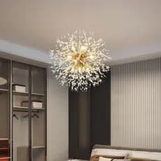Pendente Luminária Dente De Leão Cristal 45cm/55cm Dourado Cromado Rose Não Acompanha Lâmpada