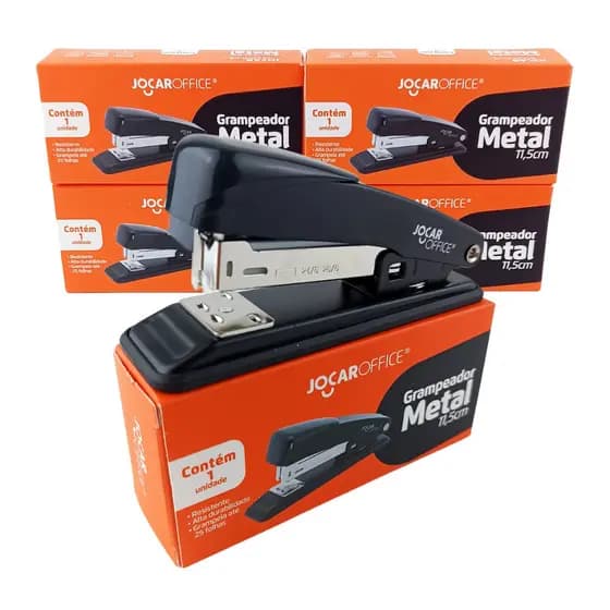 Kit 1 2 ou 5 Grampeador Metal Profissional 25 Folhas Escritório Papelaria Reforçado Atacado