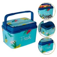 Caixa Térmica Cooler 7 Litros Estampada Para Camping Praia Piquenique Arqplast - Rosa Ou Azul