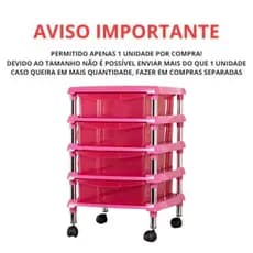 Gaveteiro Com 4 Gavetas Pequenas Com Rodinhas Niquelart  Multiuso  Preto - Rosa - ou Branco