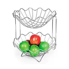 Fruteira Aço Cromado Para Cozinha Organizador de Frutas Niquelart Centro de Mesa ou 2 Andares