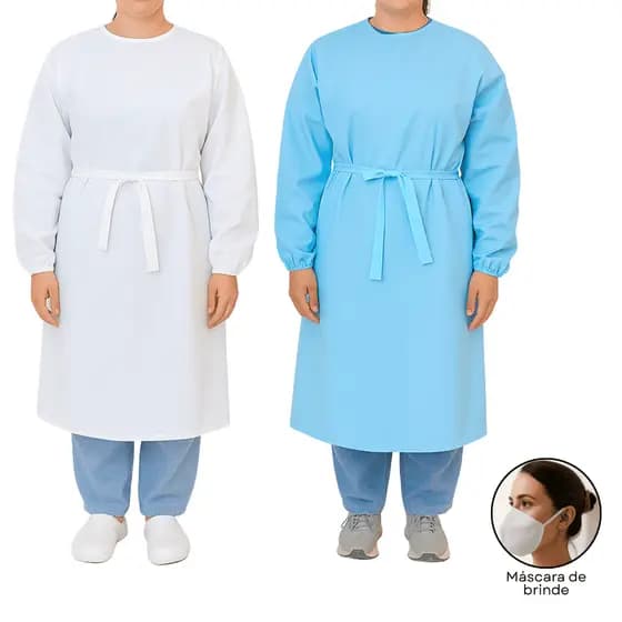 Avental Impermeável Descartável Polietileno Transparente Azul E Branco