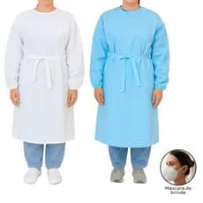 Avental Impermeável Descartável Polietileno Transparente Azul E Branco