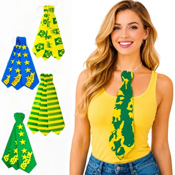 Gravata Brasil Para Festa Copa Do Mundo em EVA 40cm x 10cm
