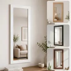 Espelho Decorativo de Parede Meio Corpo com Moldura em Madeira MDF 44x94cm | Quarto, sala, corredor