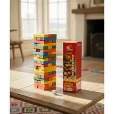 Torremoto Colorido 54 peças formato de blocos, brinquedo para criança, estilo jenga
