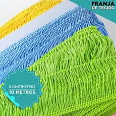 Franja de Tecido Decorativa 10 Metros x 10cm para Artesanato, Fantasias, Roupas e Enfeites - BN