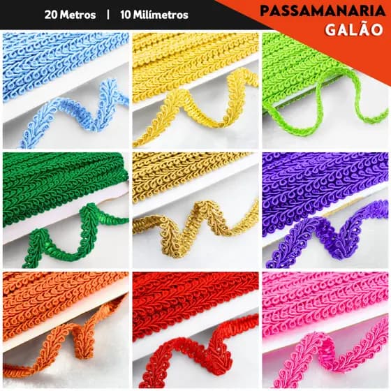 Passamanaria - Fita Galão 10mm - Rolo Com 20 Metros Várias Cores - 91- BNVT