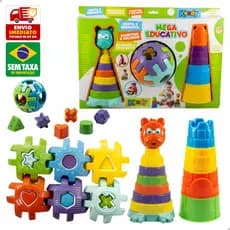 Brinquedo Mega Educativo Bebe Empilha Encaixa Formas Geometricas Kendy BQ9427A BQ9430A