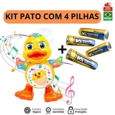 Patinho Pato Dançarino Brinquedo Musical Dança Anda Mexe Luz E Som Original + 4 pilhas