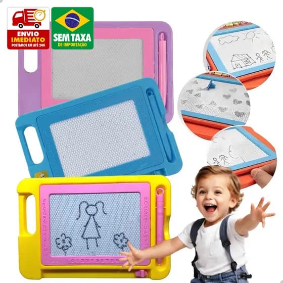 Lousa Mágica de Desenho Infantil Magnética Educativa P M G Azul Rosa Amarelo Vermelho
