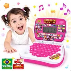Laptop Infantil Educativo com Mouse Bilingue Português Inglês 2 em 1 Computador Criança