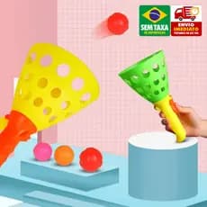Pega Bola Infantil Brinquedo Par Cestos com Gatilho Bolinhas Coloridas Criança