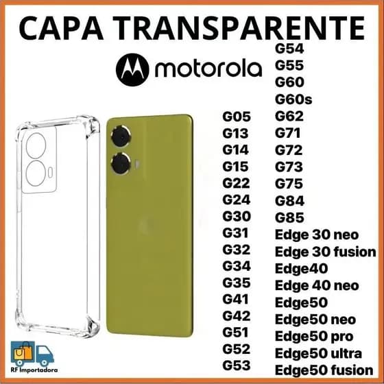 Capa Transparente TPU Anti Shock Para Motorola G05 G15 G35 G45 G55 G75 G85