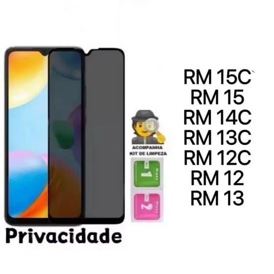 Película de vidro 3D Privacidade Anti Spy Para Xiaomi Redmi 15 15c 14c 13c 12c redmi14c redmi13c redmi12c redmi13 4G 5G