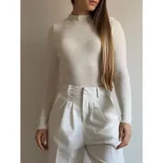 Blusa Tricô Modal Canelada Cacharrel Tricot Inverno Gola Alta