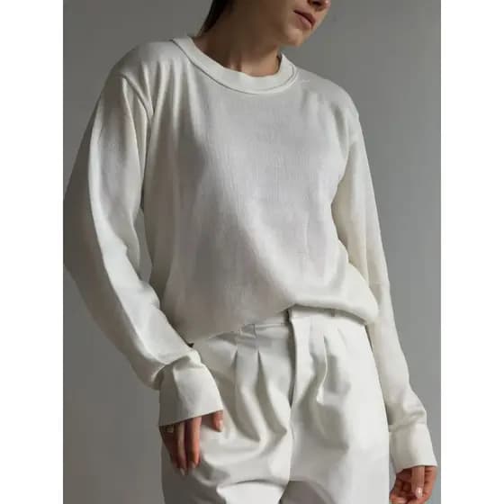 Blusa Tricot Estilo Moletom Gola Redonda Trico Minimalista Inverno