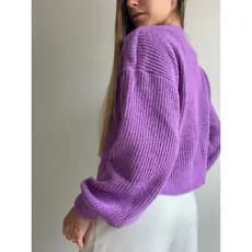 Blusa Tricot Mousse Manga Bufante Trico Inverno Ponto Fang