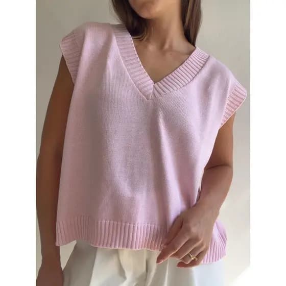 Colete Regata Tricot Gola V Canelada Coletinho Trico Verão Moda
