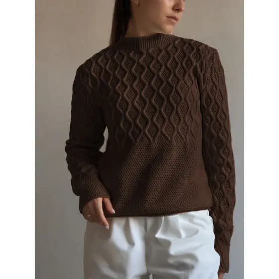 Blusa Tricot Modal Manga Trabalhada Inverno Tricô Ponto Arans