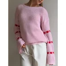 Blusa Tricot Manga Coração Inverno Trico Ponto Fang Moda Feminina