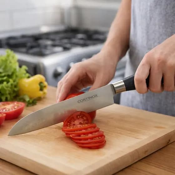 Faca Do Chef Cozinha 33cm Aço Inox Carne Churrasco Legumes Grande Afiada Profissional Cortinox