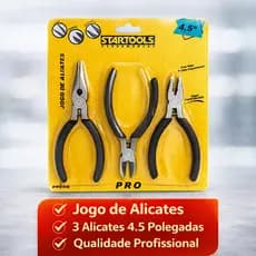 Kit Jogo 3 Mini Alicates Bico Universal E Corte 4,5 Pol. Multiuso Serviços Leves Pequenos Reparos