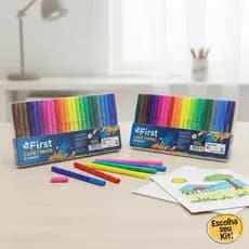 Conjunto Canetinha Colorida 12 ou 24 Cores Caneta Hidrocor Escolar Infantil Desenho Lavável Atacado Promoção Com Inmetro
