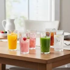 Jogo 6 Copos de Vidro Lily 280ml Transparente Elegante Mesa Posta Água Suco Refrigerante Design Cristal Kit Oferta