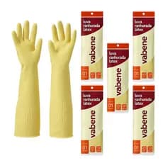 Luva Ranhurada Latex Natural Grossa Punho Longo 40cm Limpeza Reforçada