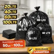 Saco de Lixo 100 Litros Preto Resistente Forte Uso Geral 20/40/60/100 LTS