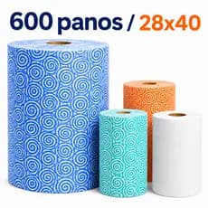 Pano de Limpeza Tipo Perfex Multiuso Rolo C/ 600 Panos Tam. 28x40cm Azul Laranja Branco Verde