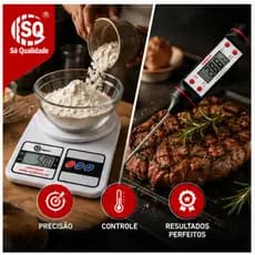 Kit Chef SQ Balança Digital De Cozinha E Termômetro Culinário Digital Para Carnes Doces Receitas E Dietas