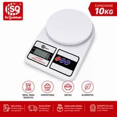 Balança Digital Cozinha SQ 10kg Precisão Eletrônica Branca