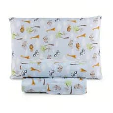 Lencol Solteiro Infantil 3 Peças Estampado 100% Algodao 1-Lençol Elastico 1-Lençol Bainha 2 Fronhas