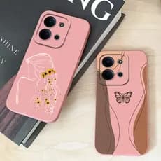 Adequado Para Redmi 15C 4G 5G Caso De Telefone Linhas Simples Menina Borboleta Proteção Completa Pára-Choques Macio Suav