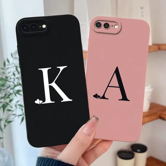 Compatível Para iPhone 7 Plus 8 Capa De Telefone Simples Amor Coração Letras Traseira De Silicone Líquido Macio Proteção