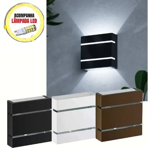 Kit 3 Arandela Luminária de Parede Externa Interna 2 Frisos 2 Focos Bivolt LED