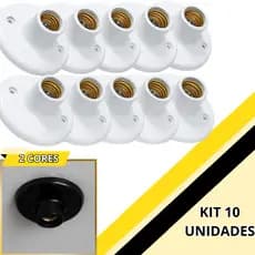 Kit 10 Plafon Luminária Plafonier Redondo Sobrepor Bocal E27 Luminária Bivolt Externo/Interno