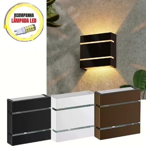 KIT 8 Arandela Luminária de Parede Externa Interna 2 Frisos 2 Focos Bivolt LED