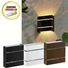 Kit 4 Arandela Luminária de Parede Externa Interna 2 Frisos 2 Focos Bivolt LED