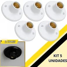 Kit 5 Plafon Luminária Plafonier Redondo Sobrepor Bocal E27 Luminária Bivolt Externo/Interno