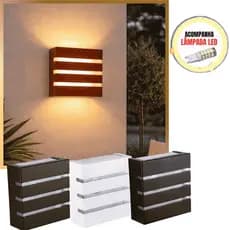 Kit 4 Arandela Luminária de Parede Externa Interna 3 Frisos 2 Focos Bivolt