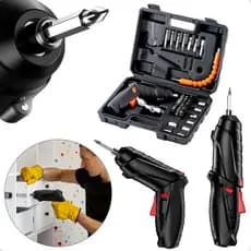 kit Parafusadeira/furadeira 48 Pçs À Bateria Carregador Usb (Dupla posição) Oferta especial com maleta Leve Portátil