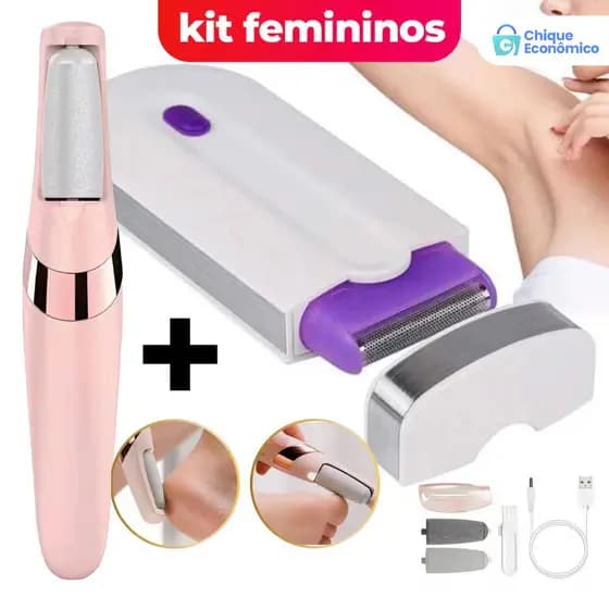 kit de cuidados femininos  Depilador recarregável sem fio 2 em 1 + Lixador de Pé Elétrico Portátil Profissional Para
