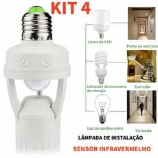 KIT Sensor De Presença Com Fotocélula Para Lâmpada Soquete