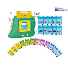 Brinquedo Card Infantil  Dino Apraxia Autismo Alfabetização Cartão Fala Inglês Português