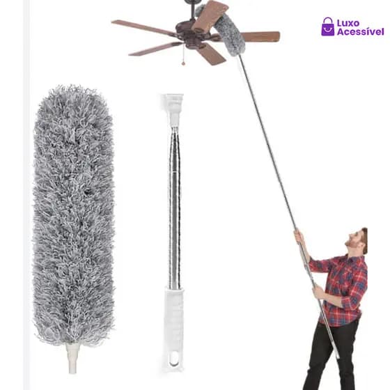 Espanador Telescópico Profissional 280cm – Pó para Teto, Ventilador de Teto e Lustres