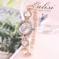 Moda pequeno novo estilo senhoras relógio Digital pulseira relógio completo diamante pêssego coração pulso relógio de qu